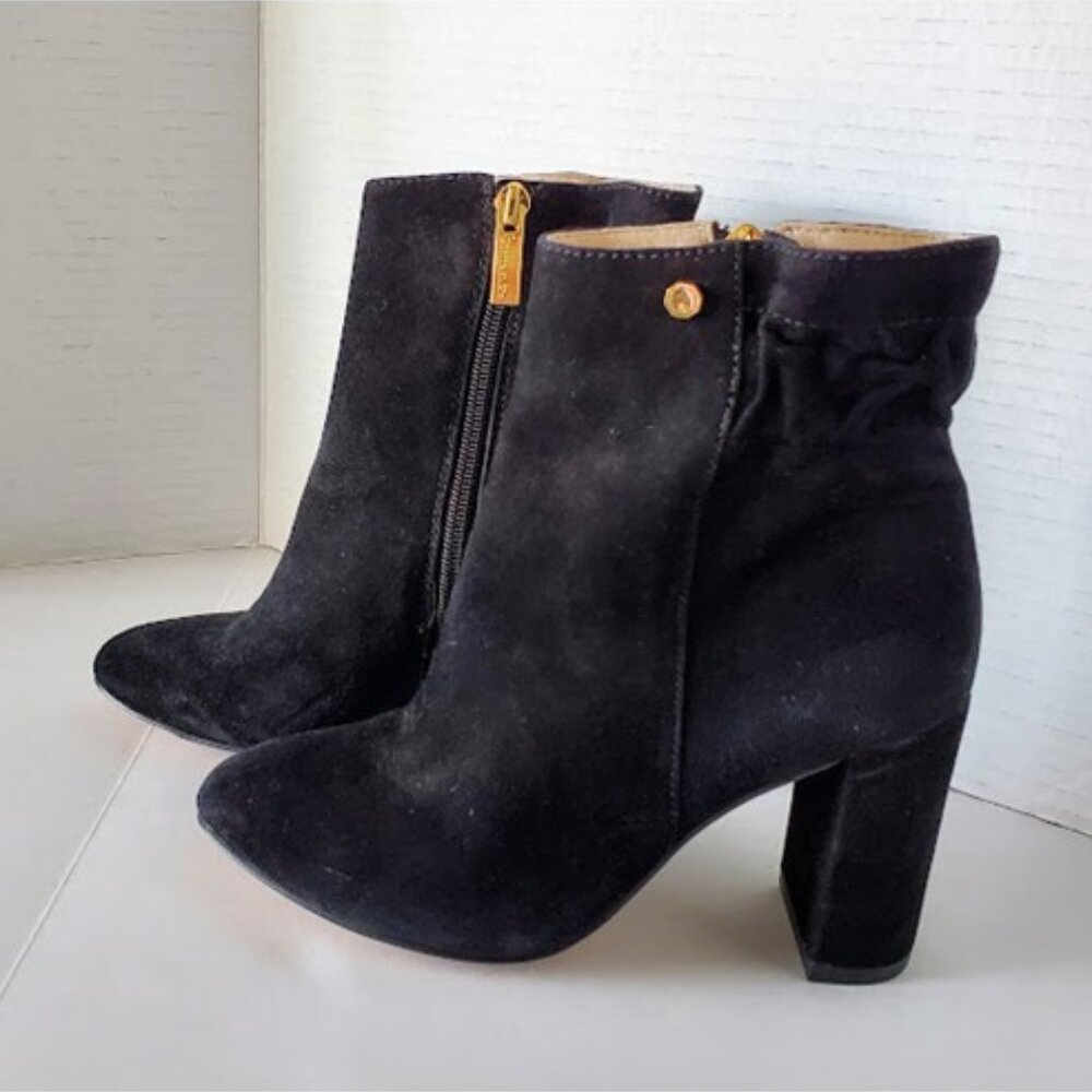 Louise et Cie Chic Black Suede Ankle Boot Blook Heel Autumn Transition Size 4